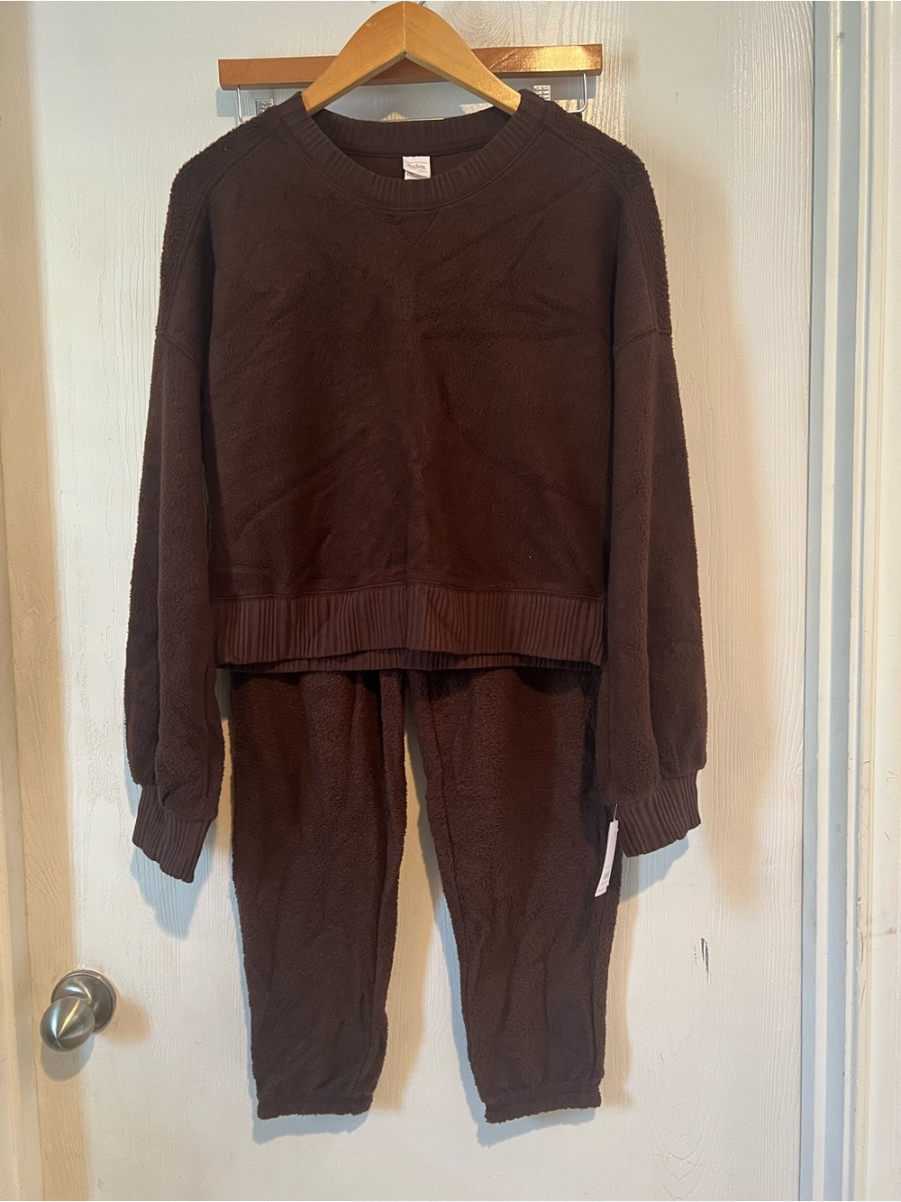 auden Chocolate Brown pajama set Long Sleeve & Joggers Women Sz XS NWT